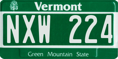 VT license plate NXW224