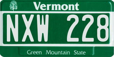 VT license plate NXW228
