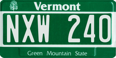 VT license plate NXW240