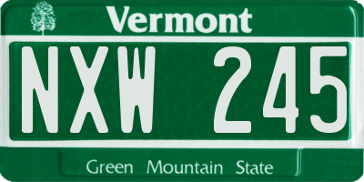 VT license plate NXW245