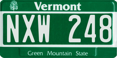 VT license plate NXW248