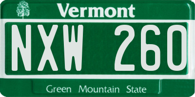 VT license plate NXW260