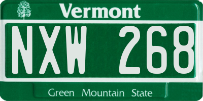 VT license plate NXW268