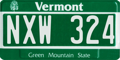VT license plate NXW324