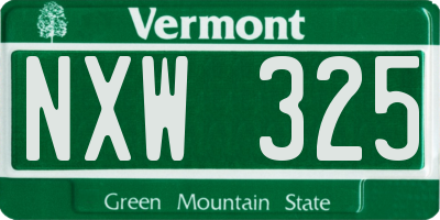 VT license plate NXW325