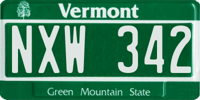 VT license plate NXW342