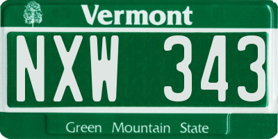 VT license plate NXW343