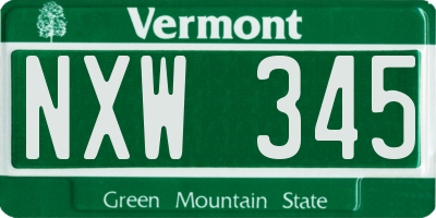 VT license plate NXW345