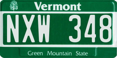 VT license plate NXW348