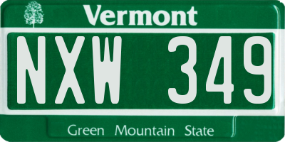 VT license plate NXW349