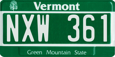 VT license plate NXW361