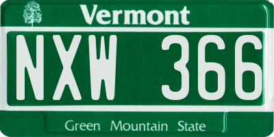 VT license plate NXW366