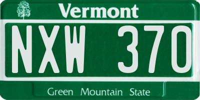 VT license plate NXW370