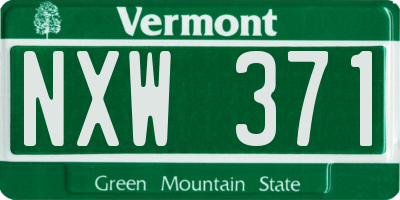 VT license plate NXW371