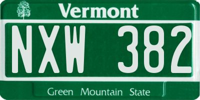 VT license plate NXW382