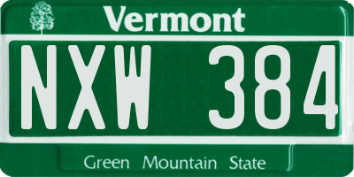VT license plate NXW384