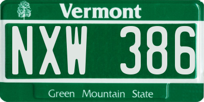 VT license plate NXW386