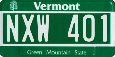 VT license plate NXW401
