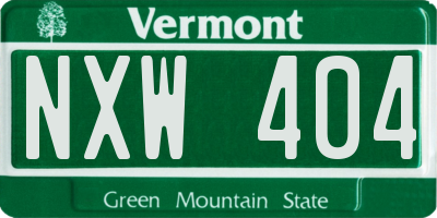 VT license plate NXW404
