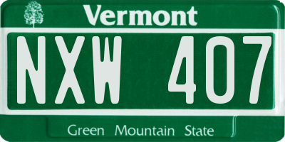 VT license plate NXW407