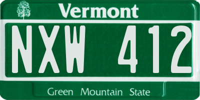 VT license plate NXW412