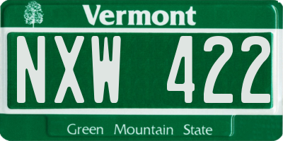 VT license plate NXW422