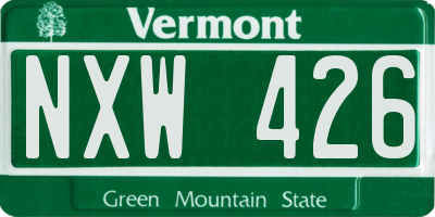 VT license plate NXW426