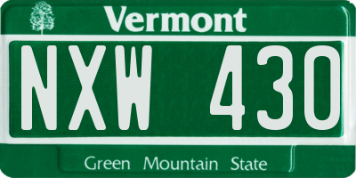VT license plate NXW430