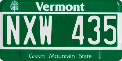 VT license plate NXW435