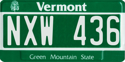 VT license plate NXW436