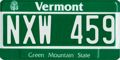 VT license plate NXW459