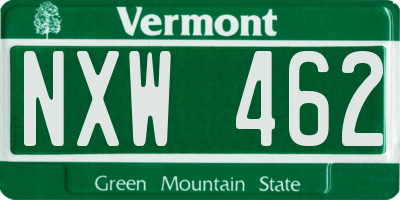 VT license plate NXW462