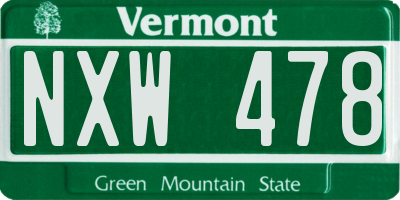 VT license plate NXW478
