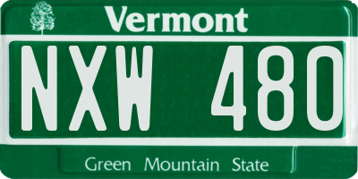VT license plate NXW480