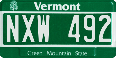 VT license plate NXW492