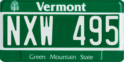 VT license plate NXW495