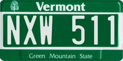 VT license plate NXW511