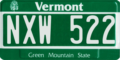 VT license plate NXW522