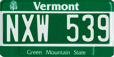 VT license plate NXW539