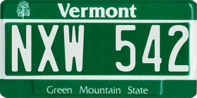 VT license plate NXW542