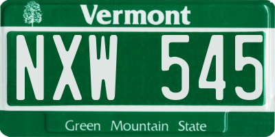 VT license plate NXW545