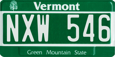 VT license plate NXW546