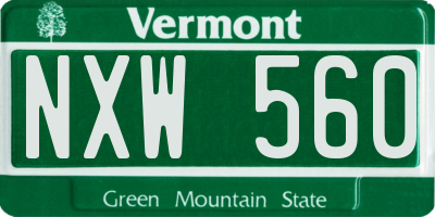 VT license plate NXW560