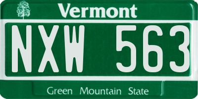 VT license plate NXW563
