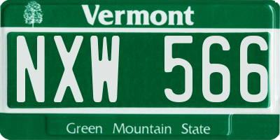 VT license plate NXW566