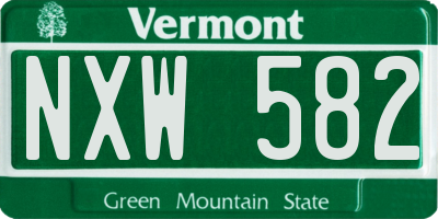 VT license plate NXW582