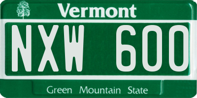 VT license plate NXW600