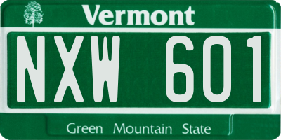 VT license plate NXW601