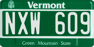 VT license plate NXW609