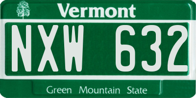 VT license plate NXW632